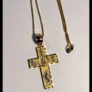 Gold chain cross 14k